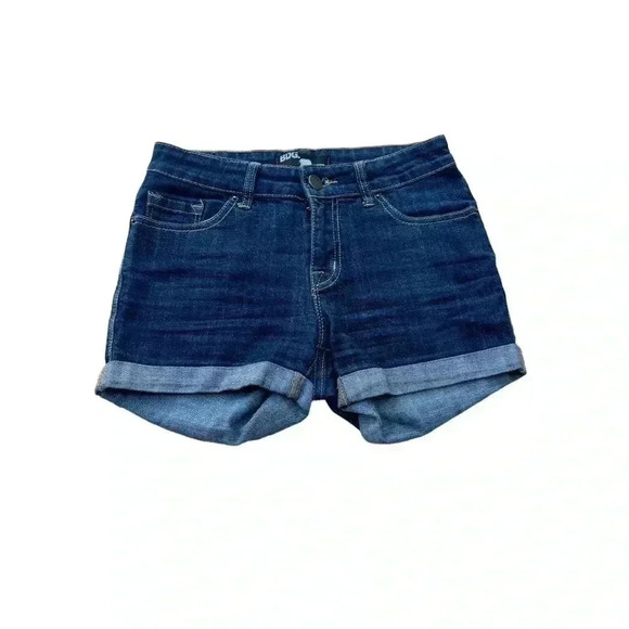 Women’s BDG Urban Outfitters Denim Shortie Shorts• Blue Dark Wash Cuff Mid Rise - Picture 7 of 9